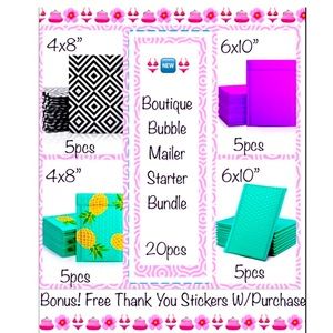 20ct Assorted Bubble Poly Mailers 👙🆕👙Boutique Starter Package⭐️20ct TY Stickers